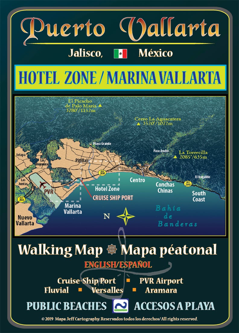 Puerto Vallarta: Hotel Zone / Marina Vallarta | Mapa Jeff Cartography